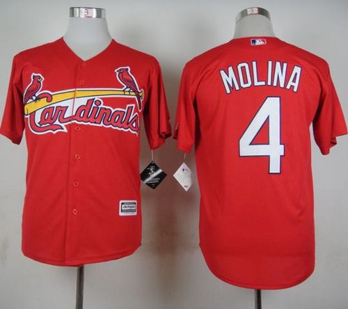 Cardinals #4 Yadier Molina Red Cool Base Stitched MLB Jersey - Click Image to Close